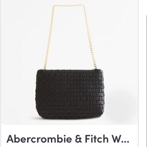 Abercrombie & Fitch Black Woven Shoulder Bag with Gold Chain
